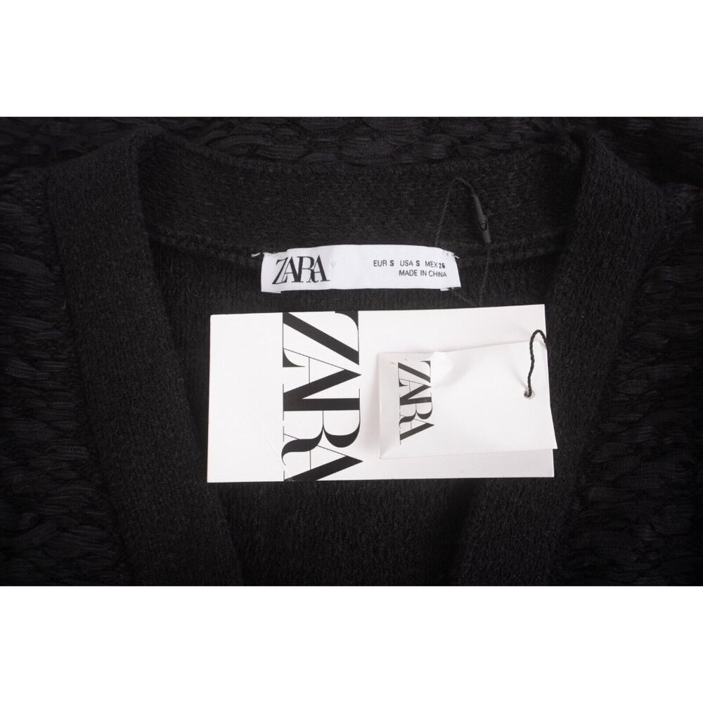 Zara NWT Black Cropped V-Neck Knit Cardigan with Crystal Buttons - Picture 6 of 6
